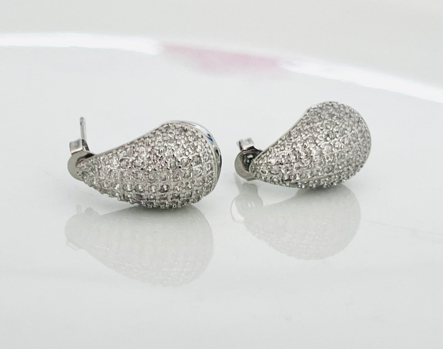 CZ stone tear drop earrings
